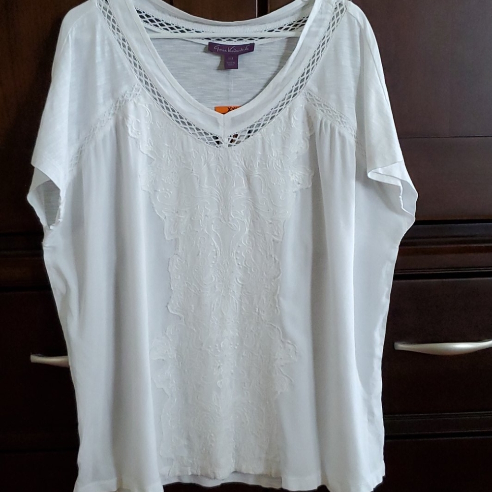 Womens pretty lace front cotton top
